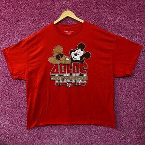 Junk Food X NFL DIsney Mickey Mouse Kick Back 49ers San Francisco Tshirt 2XL